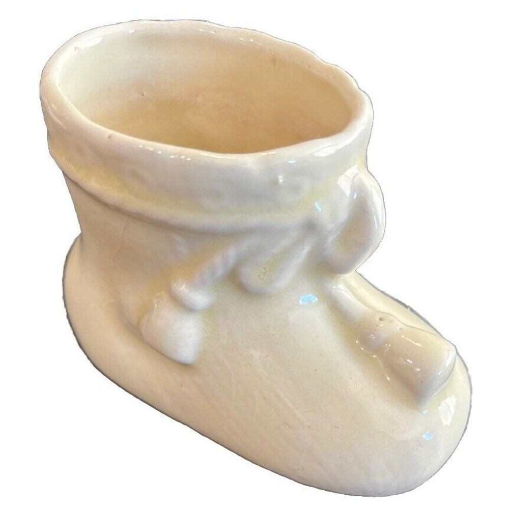 Cream Baby Bootie Planter Vintage home/nursery Decor